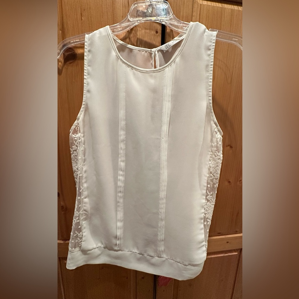 Zara Cream Chiffon & Lace Detail Blouse